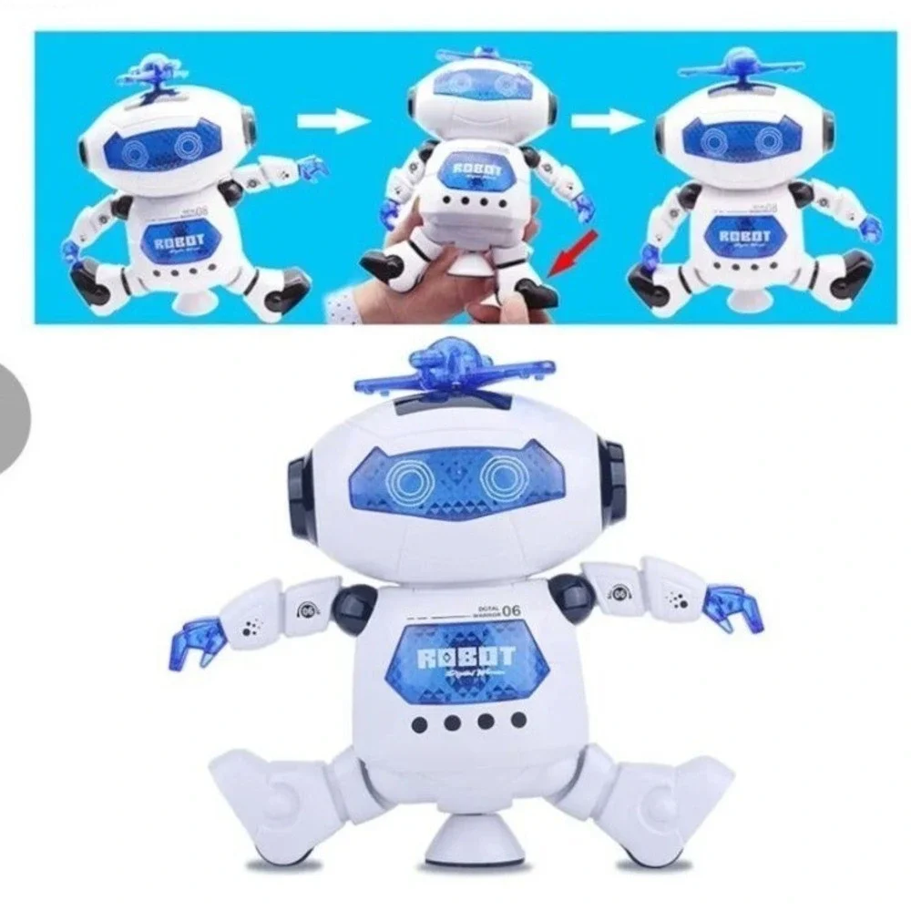 Robot Toys for Kids, 360° Body Dancing Robot Toy with LED Lights and Music, Smar